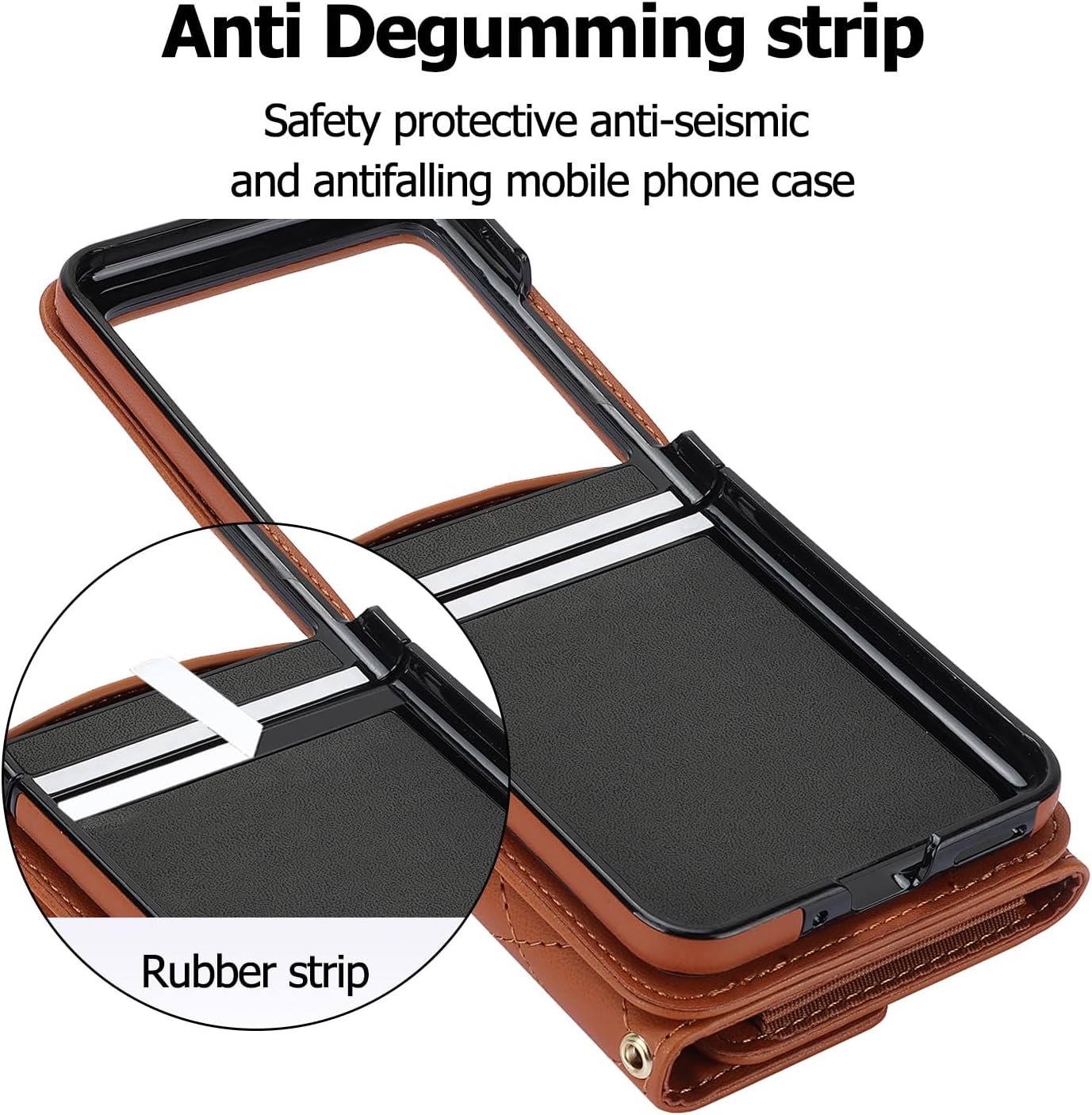 for Motorola Razr 2024 Wallet Case with Crossbody Strap, [RFID Blocking] Moto Razr 2024 Card Holder Case Magnetic Close Women Girls Premium Leather Protective Case for Moto Razr 2024 Brown
