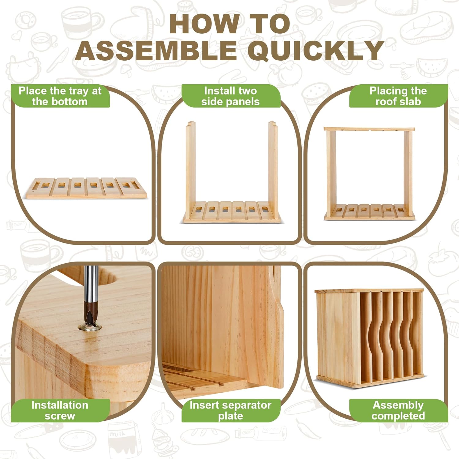 7-Layer Wooden Cookie Sheet Organizer, Tray Dividers for Cabinets, Tray Divider for Kitchen Storage, Cookie Sheet Organizer for Cabinet, Suitable for Cabinets or Directly Placed on the Countertop