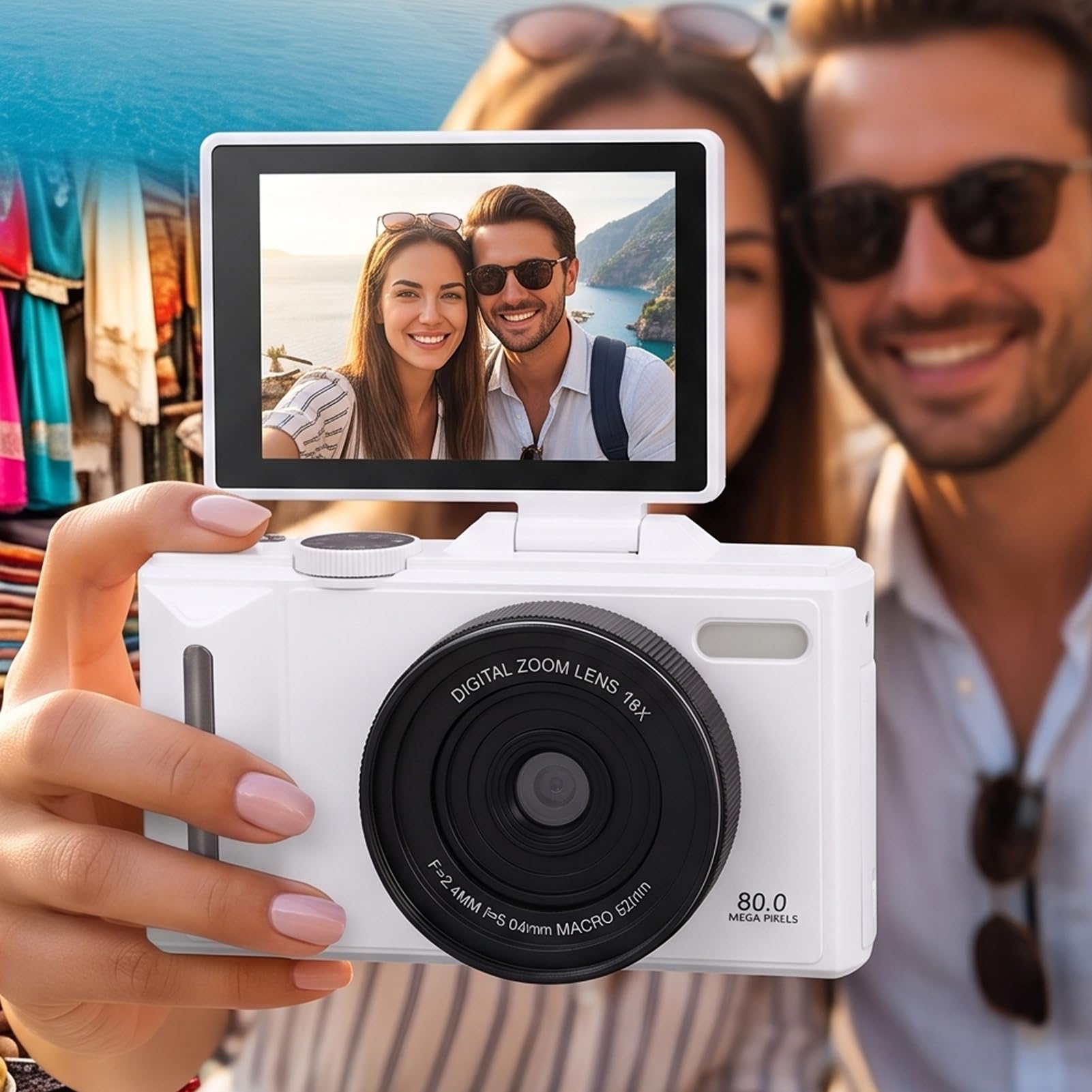Fotocamera Digitale 5K, Zoom 18X WiFi Schermo Flip 3.0 Pollici, | Videocamera Vlog con Messa a Fuoco Automatica, Risoluzione Foto 80MP, Ideale per Viaggi, Registrazione Mentre Si carica.