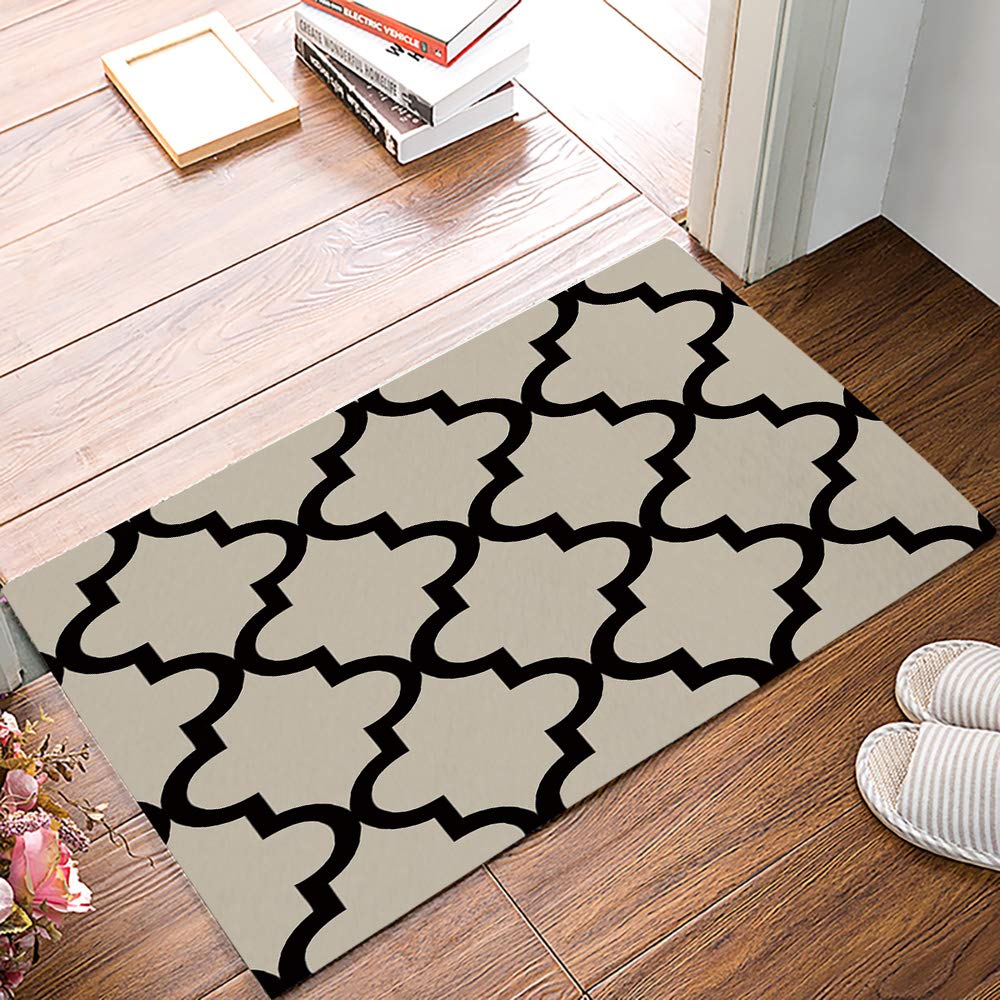 Welcome Doormat Entrance Door Mats Floor Rugs for Indoor Front Door Bathroom Kitchen and Living Room Bedroom Home Decor 20X31.5 Inch (Geometric Pattern Moroccan Tiles Design)