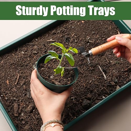 Vista 21 de Paquete de 5 bandejas para macetas de guardería, bandeja de transporte y sujeción para plantas para maceta, soporte de transporte de 24 celdas