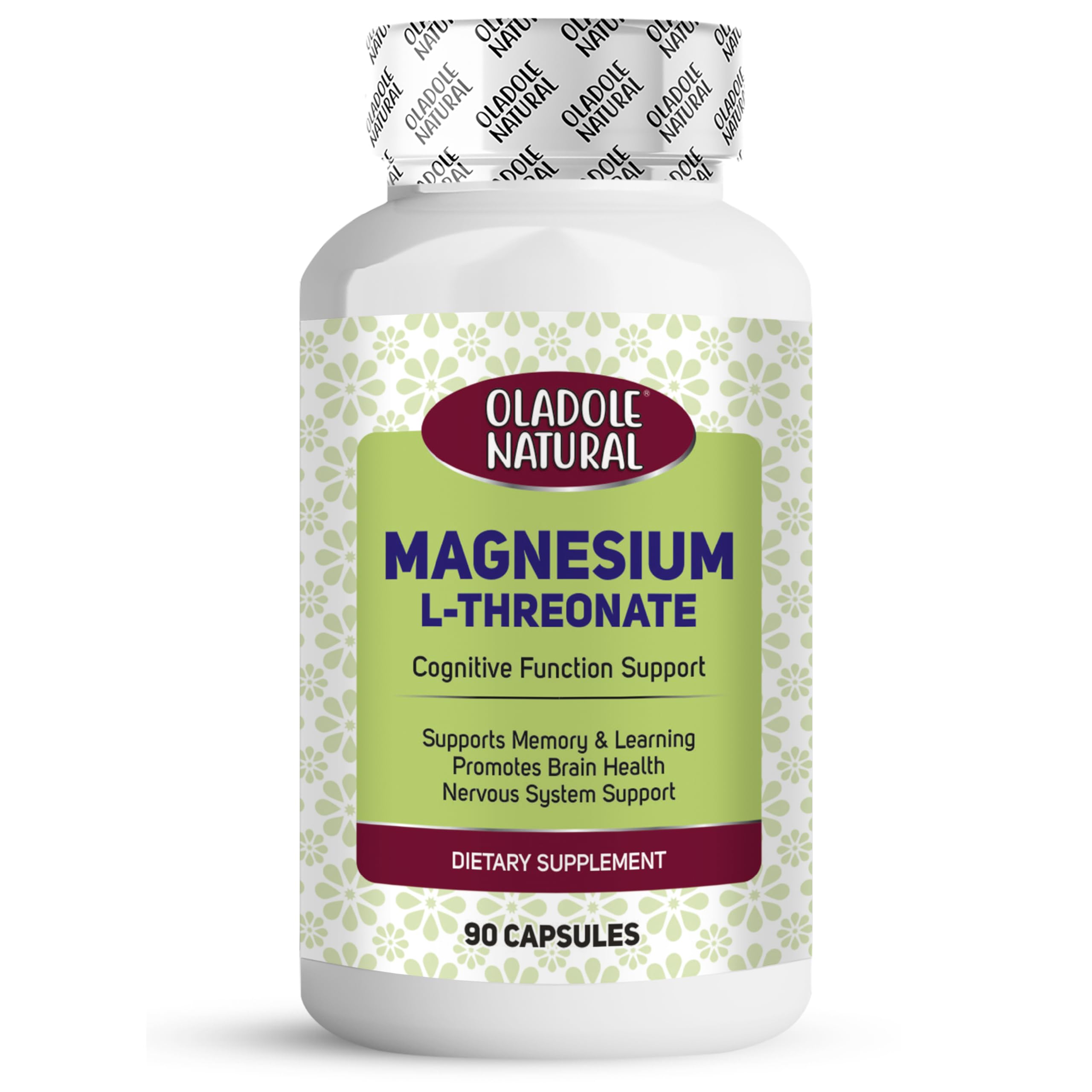 Oladole Natural Magnesium L-Threonate - 90 Capsules | Cognitive Function Support, Memory & Learning, Promotes Brain Health | Nervous System Support | Magnesium for Better Sleep, Memory & Attention
