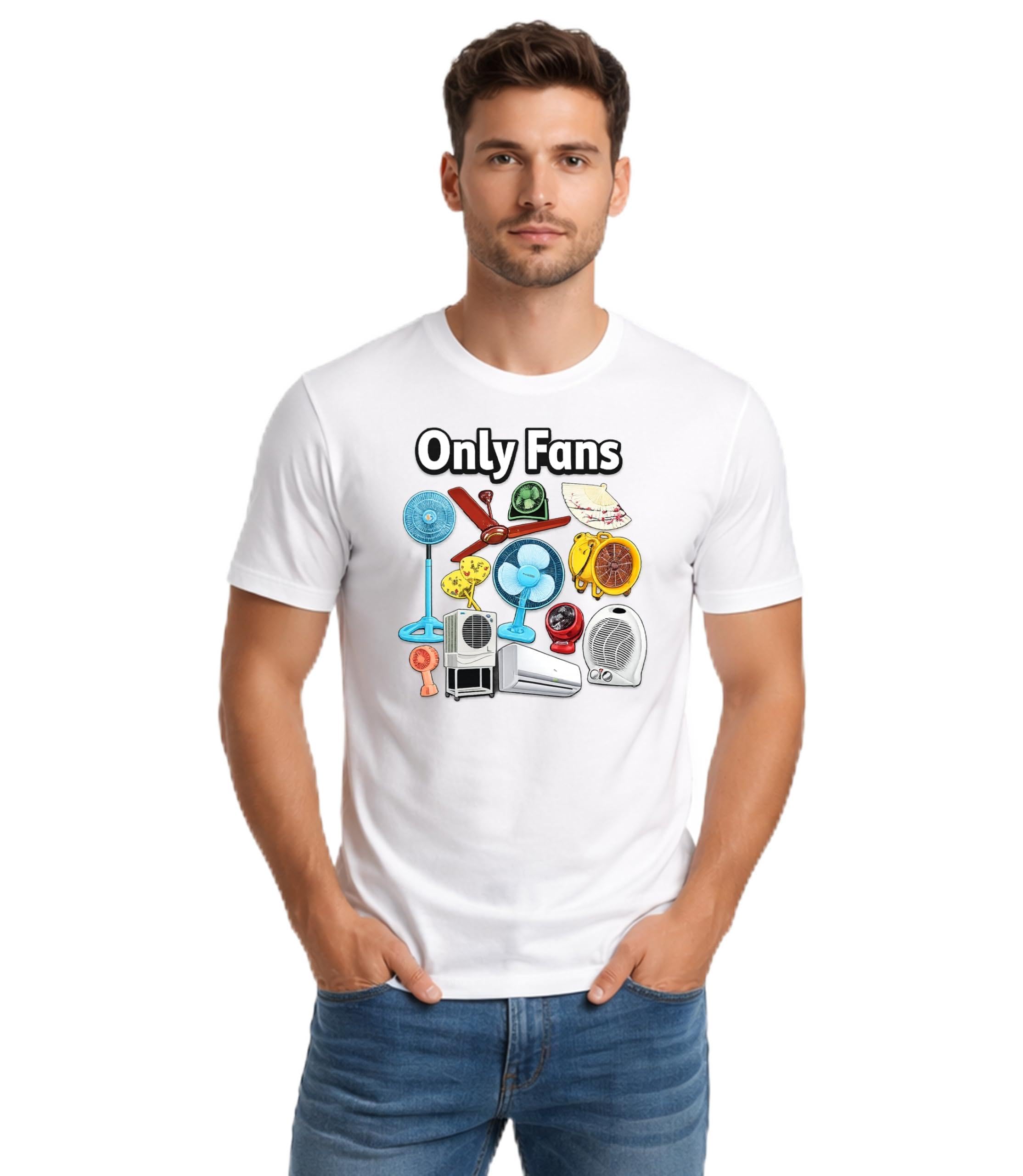 ONLY Only Fans Funny Graphic Printed T-Shirt for Men, Humorous Fan Lover Tee, Casual Round Neck, Cotton in multi