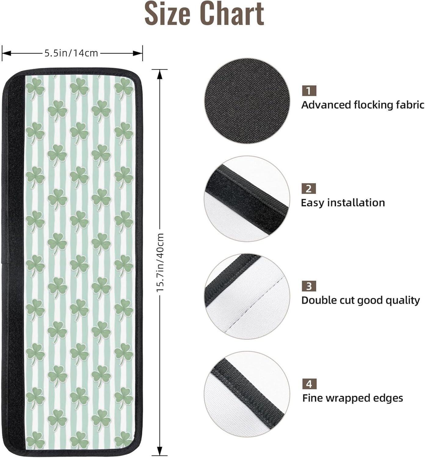 Refrigerator Handle Covers Set of 2, Washable Neoprene Fridge Door Protectors with Shamrocks Green White Stripes, Kitchen Appliance Accessories, Ideal St. Patrick's Day Gift