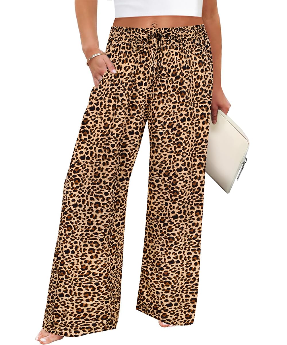 TIYOMI Plus Size Wide Leg Pants for Women Elastic Drawstring Pants High Waisted Lounge Pants XL-5XL