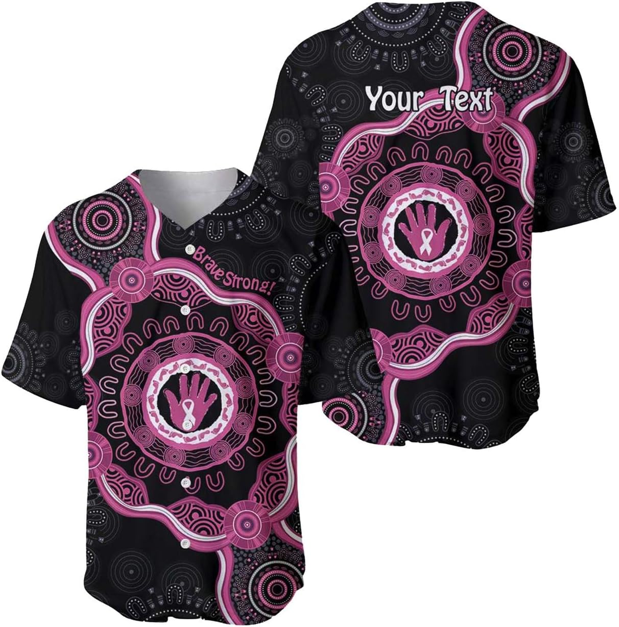 Custom Baseball Jersey Breast Cancer Awareness Jersey Brave Strong Cancer Survivor Shirt Breast Cancer Gift