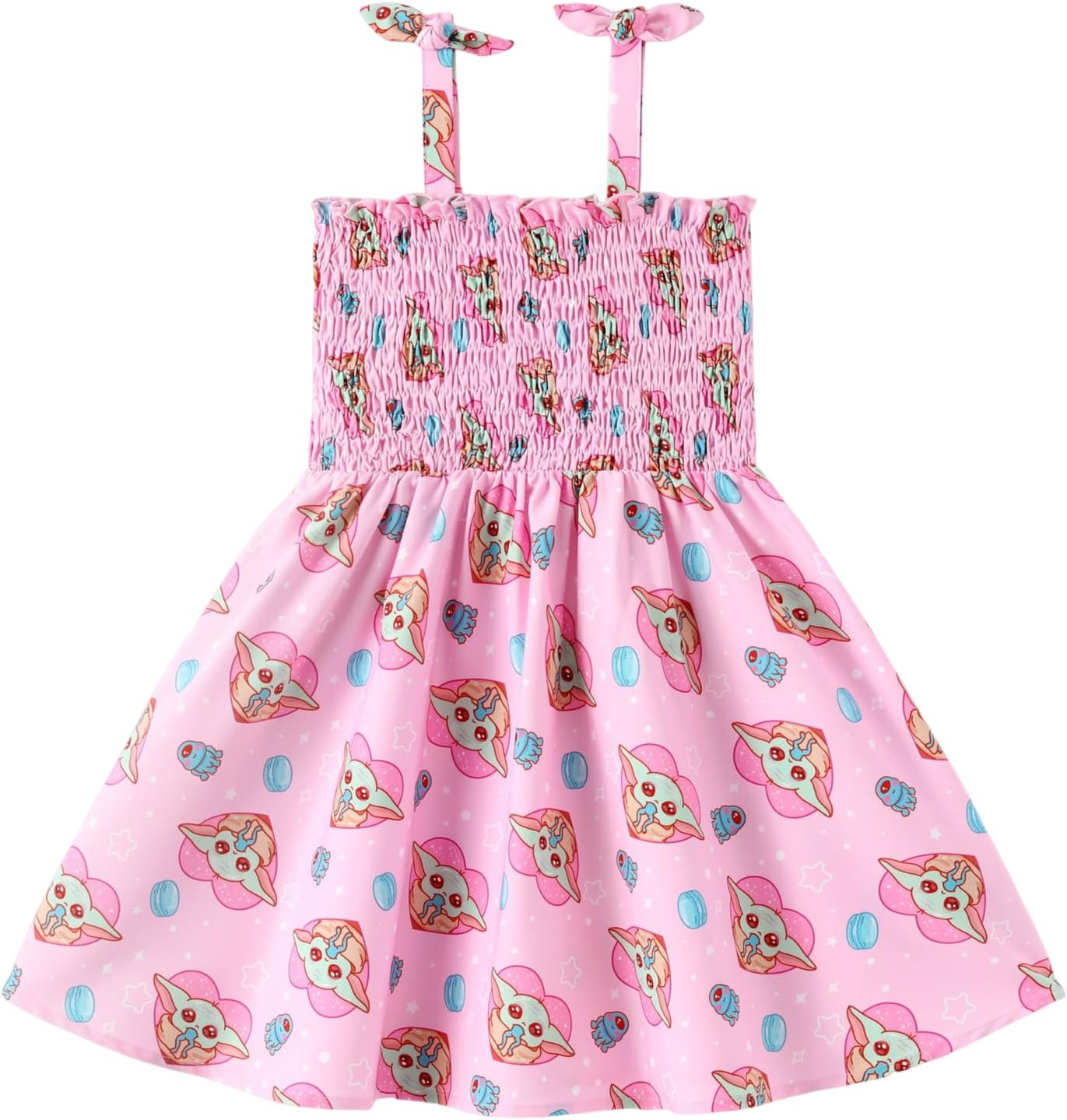 Princess Frozen Elsa Minnie Stitch Toddler Girl Dress Bow Tie Straps Smocked Summer Outfit Birthday Party Clothes 2-9Y