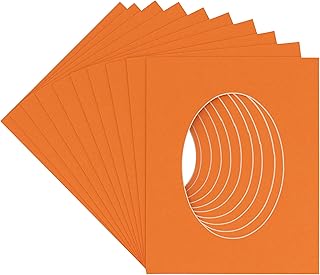 CountryArtHouse Orange Acid Free 6x8 Oval Picture Frame Mat with White Core Bevel Cut for 4x5 Pictures - Fits 6x8 Frame - Pack of 10 Matboards
