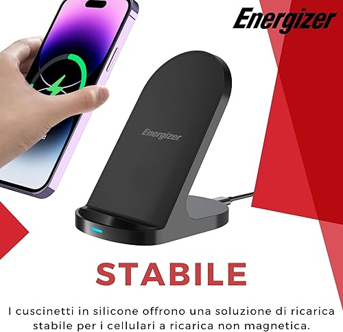 Miniatura 3 de Energizer Soporte de carga inalámbrico máximo de 15 W  Cargador rápido de doble bobina para escritorio  7.5W para iPhone 15141312 y 15W para