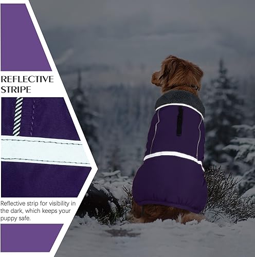 Miniatura 10 de QBLEEV Abrigo de invierno para perro, abrigo cálido para perro, chaqueta reflectante para perro, cuello alto, ropa impermeable para perros para