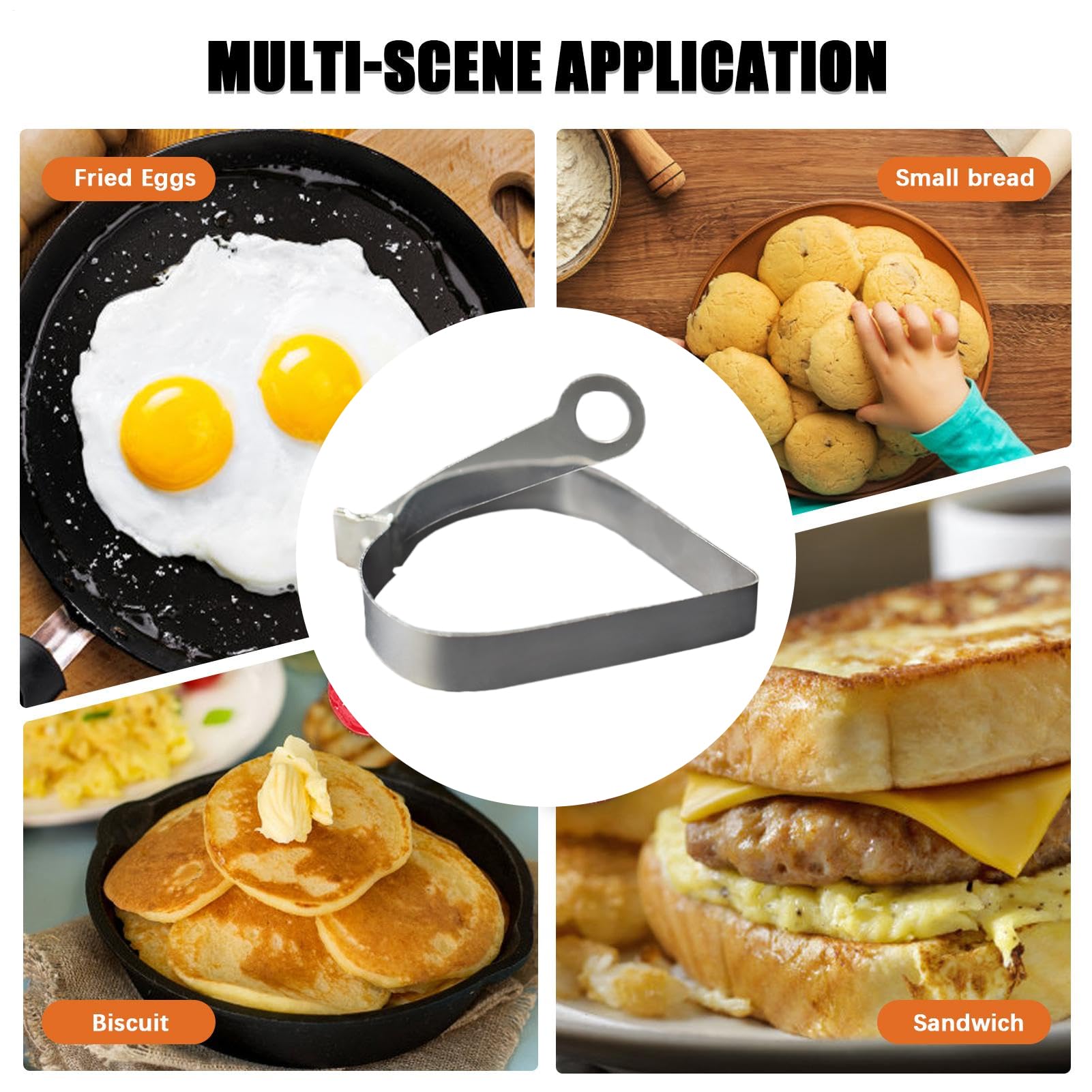 Zibeem Molde De Huevos para Sartén - Molde para Huevos En Forma De Corazón De Acero Inoxidable con Mango | Accesorios De Cocina para Desayuno Muffins Tortillas Crepes Sándwiches | Parrilla Y Sartén