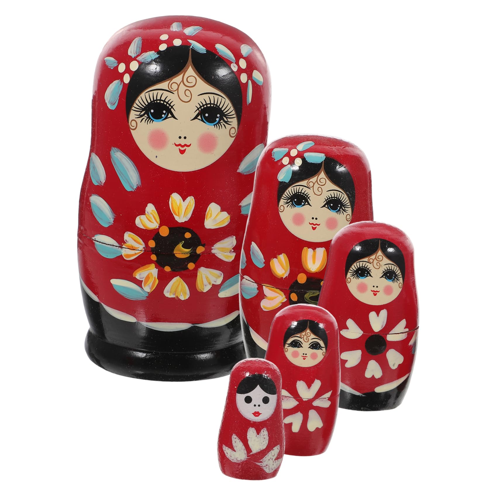 Garneck Set De Poupées Russes Matriochka Bois Peintes Main Jouets Garçon Fille Décoration Maison Rouge Jeu Educatif Bambins