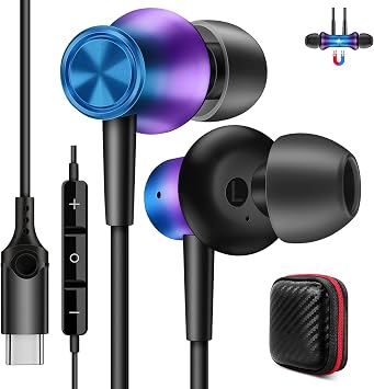 COOYA USB C Headphones for iPhone 17 18 Pro Max/iPad Wired Earbuds Purple