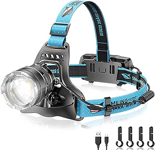 Rechargeable Headlamp, Super Bright 50000 Lumens 6 Modes LED Headlight with Red Light Motion Sensor,4400mAh USB Rechargeable Waterproof Adjustable Head Lamp for Camping Running Fishing Outdoor