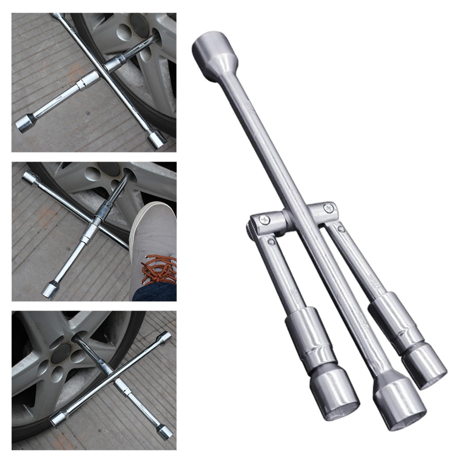 Chiave per Ruote Multifunzionale, Strumento Portatile e Leggero per riparazioni di Pneumatici, Chiave per Ruote Pieghevole da 17 mm, 19 mm, 21, 23, Inglese per Camion Leggeri, bulloni