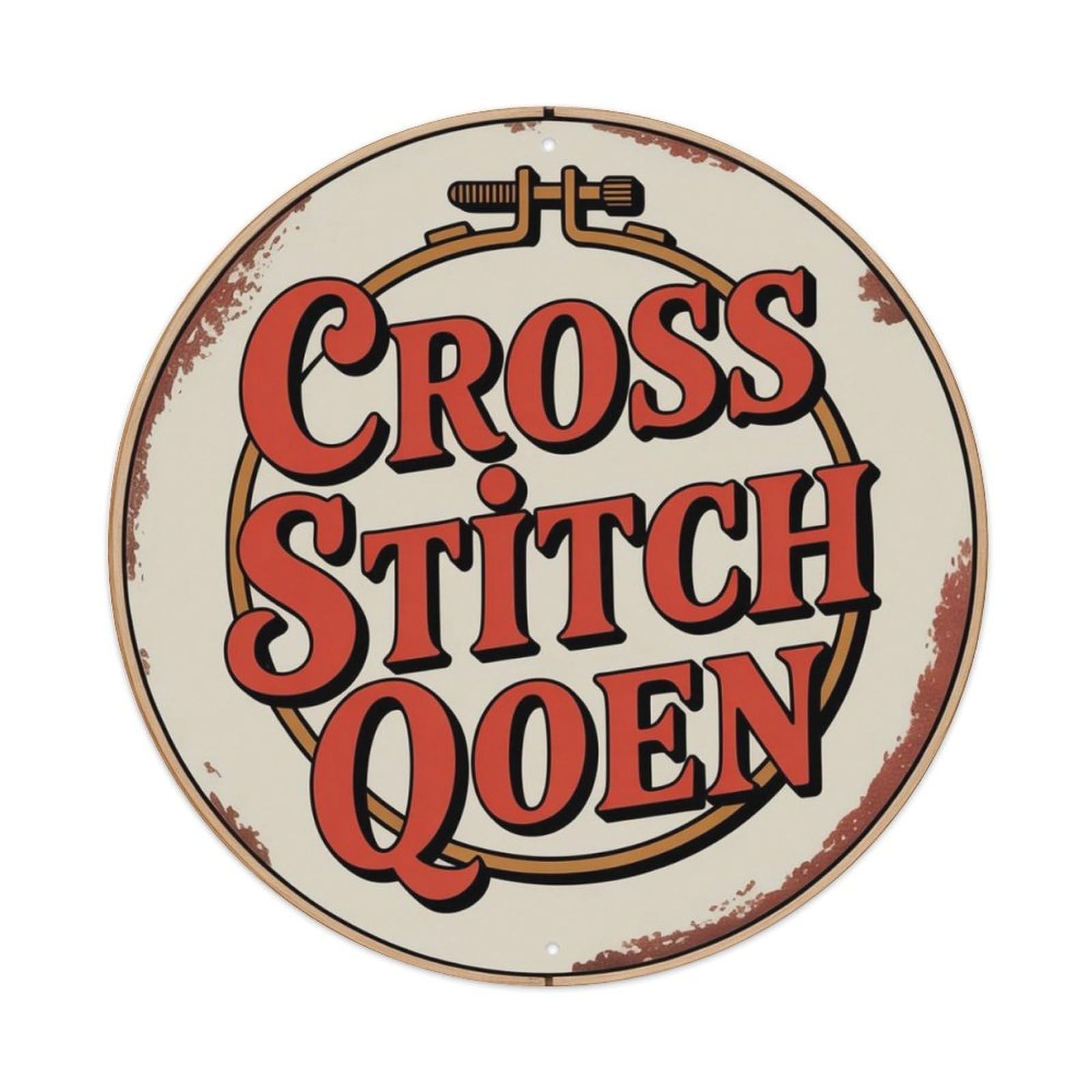 Cross Stitch Metal Tin Sign Plaque