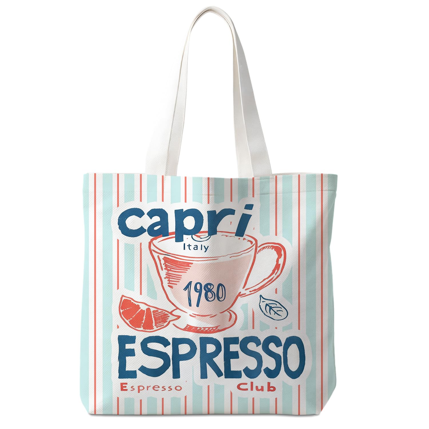 Canvas Tote Bag for Women, Fruits-CoffeeTote Bag, Italian Gifts, Reusable Shopping Grocery Bags
