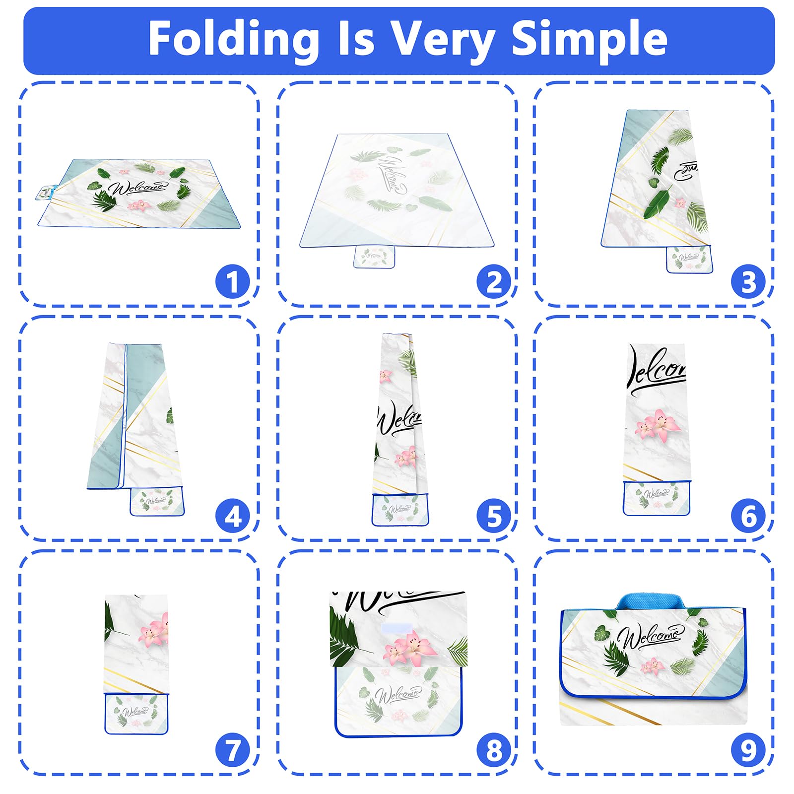DanCoom Picnic Blanket, Foldable Waterproof Sand Mat - Image 5