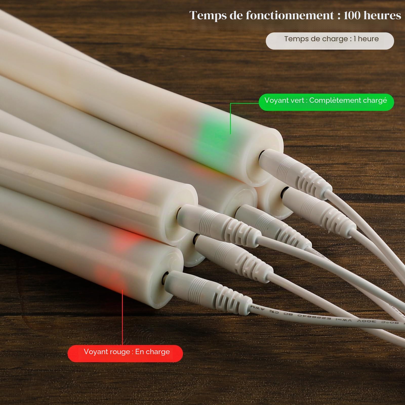 EXTSUD Lot de 6 Bougies Longues LED Vacillantes Sans Flamme avec 2 Télécommandes, Bougies de Fenêtre LED Rechargeable 26,5 CM Blanc, Décoration pour Noël Mariage Fêtes Banquets