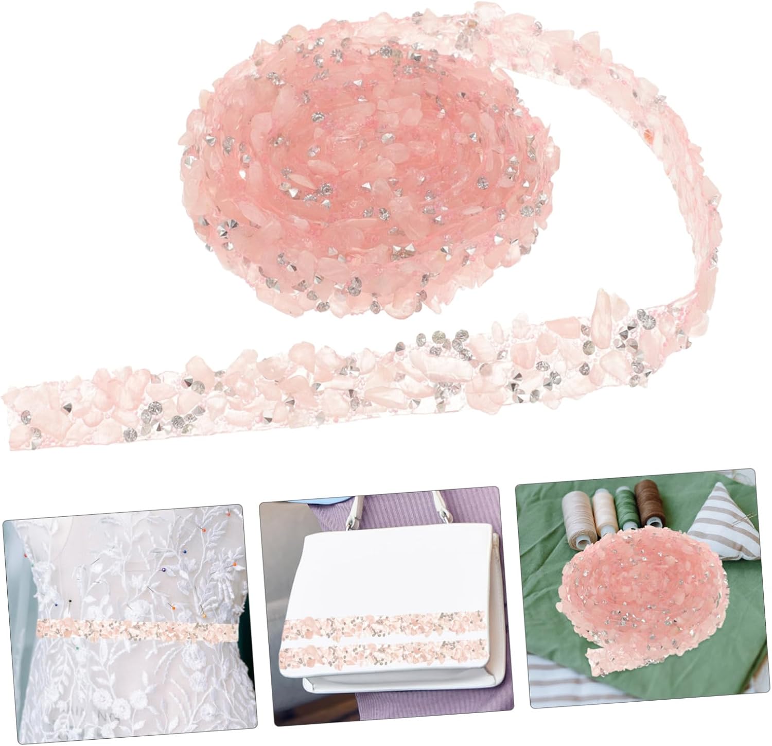 Gadpiparty Chic Rhinestone Trim for Costumes Multi-Function Gravel Ribbon for Decoration for Weddings Clothing Accessories and Craft Projects Wide