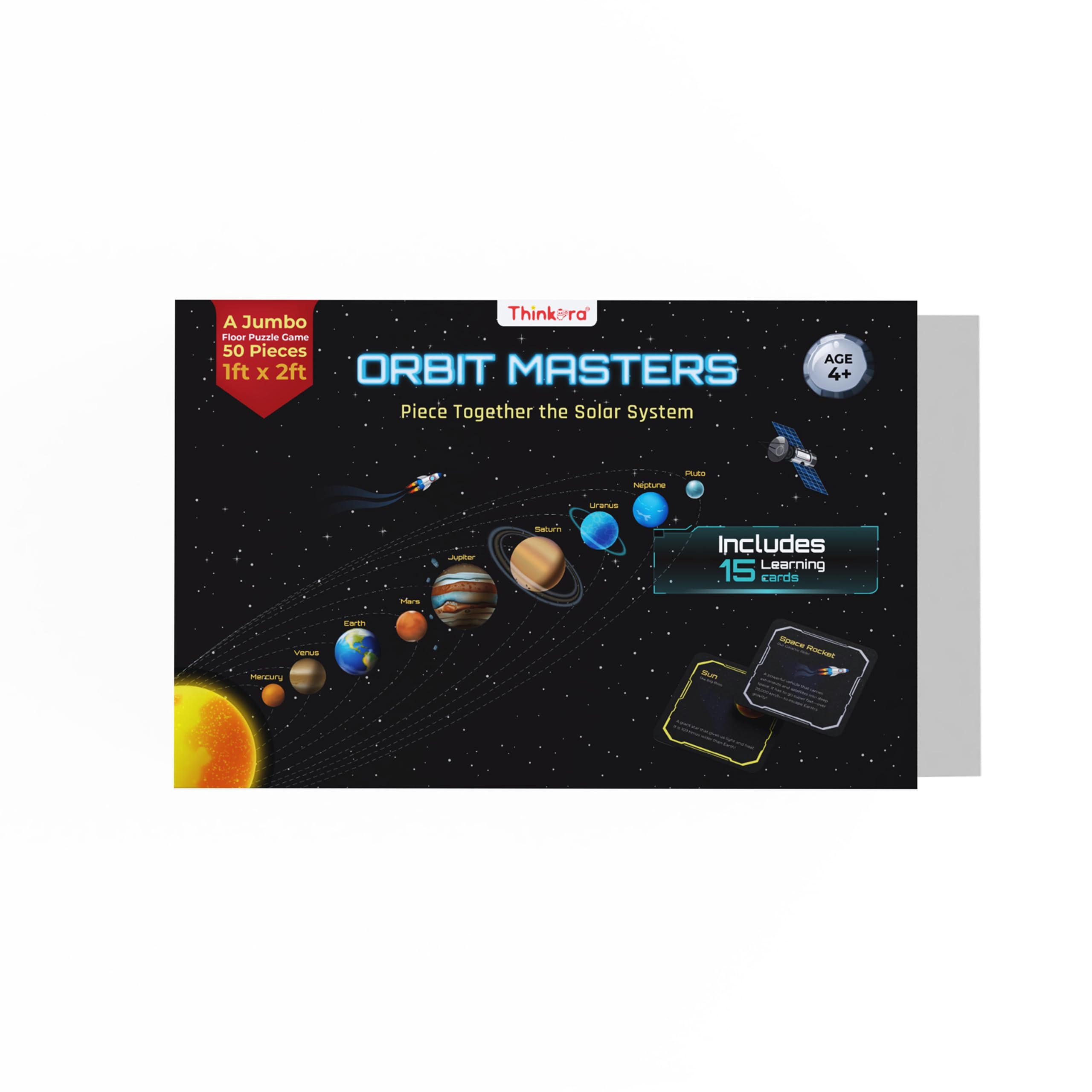 Orbit Master Jigsaw Puzzle for Kids | Space & Planets Solar System Theme | 50 Pieces Educational Floor Puzzle & 15 Learning Cards | Ages 4, 5, 6 and Up-image-16