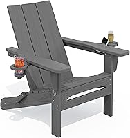 Vista 51 de SERWALL Juego de 2 sillas Adirondack modernas, sillas Adirondack plegables con portavasos dobles, sillas de plástico HDPE para exteriores para Negro