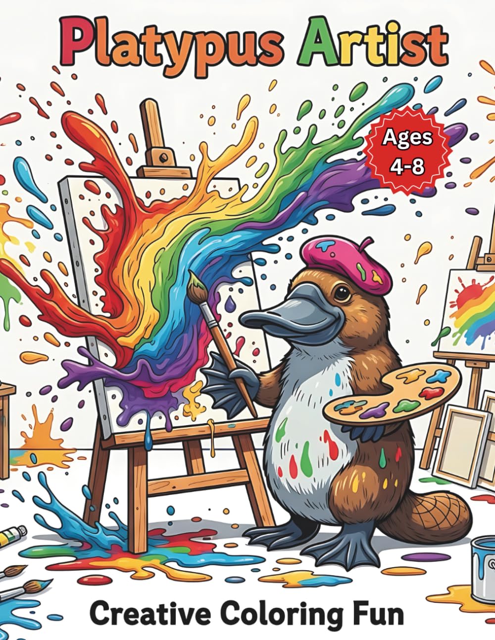 Platypus Artist Coloring Book for Kids Ages 4-8: Creative Coloring Fun: Funny Australian Animal Painter Activity Book | Rainbow Colors, Brushes, and ... Kids (Platypus Adventures Coloring Series)