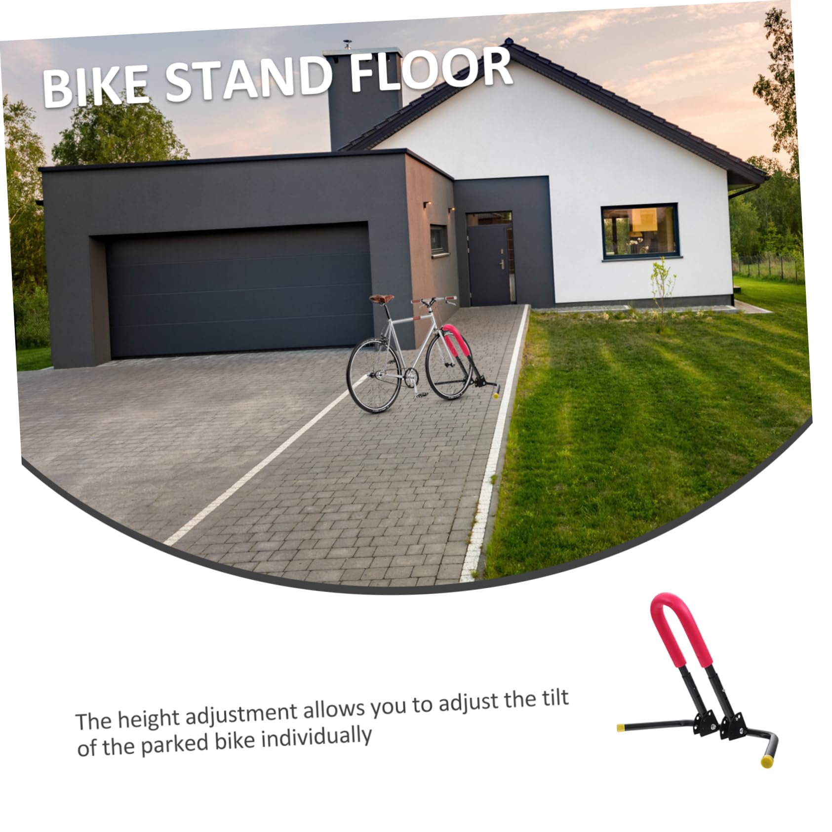YARNOW Telaio Supporto Auto Bilanciata Portabiciclette da Parete Pedali Ciclismo Scooter Garage Portabiciclette Cavalletto Stare in Piedi Portabici Posteriore Calcio Metallo Rosso