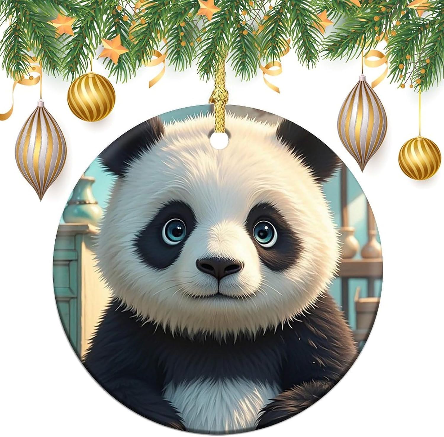 Anime Panda Face Christmas Ornament Ceramic Ornaments image 3