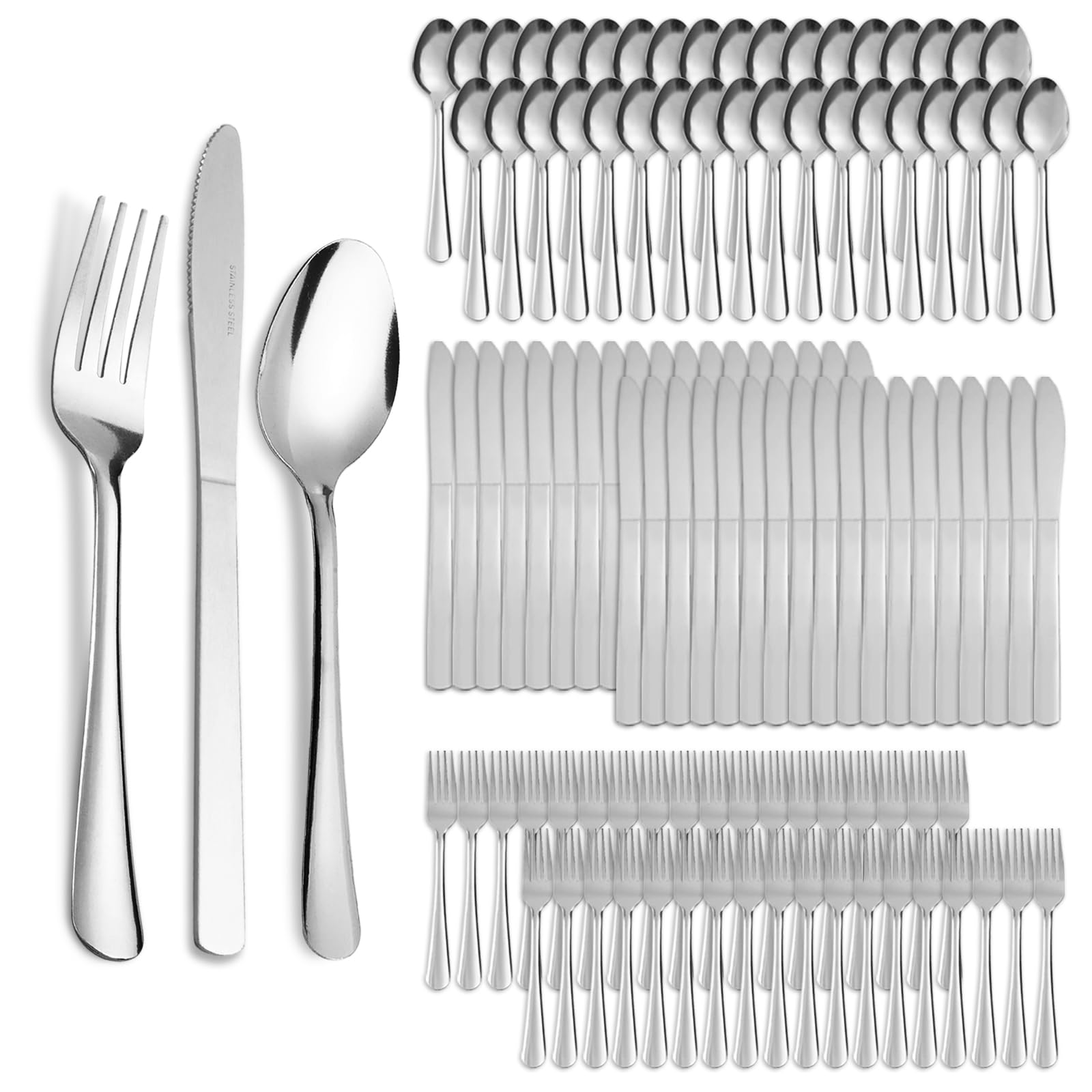 108pcs Silverware Set - Dinner Forks, Dinner Spoons &amp; Dinner Knife