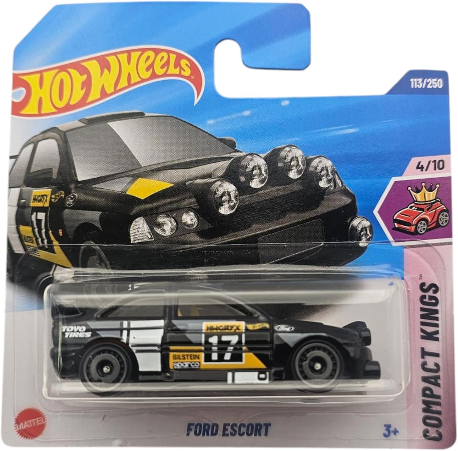 Hot Wheels Ford Escort, Schwarz, 7 cm (L) x 4.3 cm (W) x 3.2 cm (H)