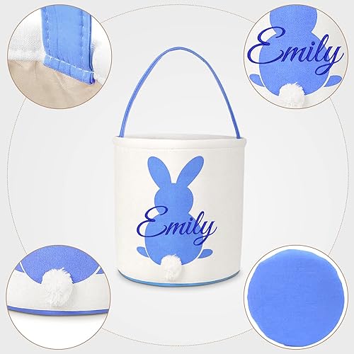 Miniatura 7 de Cesta de Pascua de lona personalizada para niños, cesta de caza de huevos de Pascua personalizada con nombre para niños y niñas, cesta de caza de