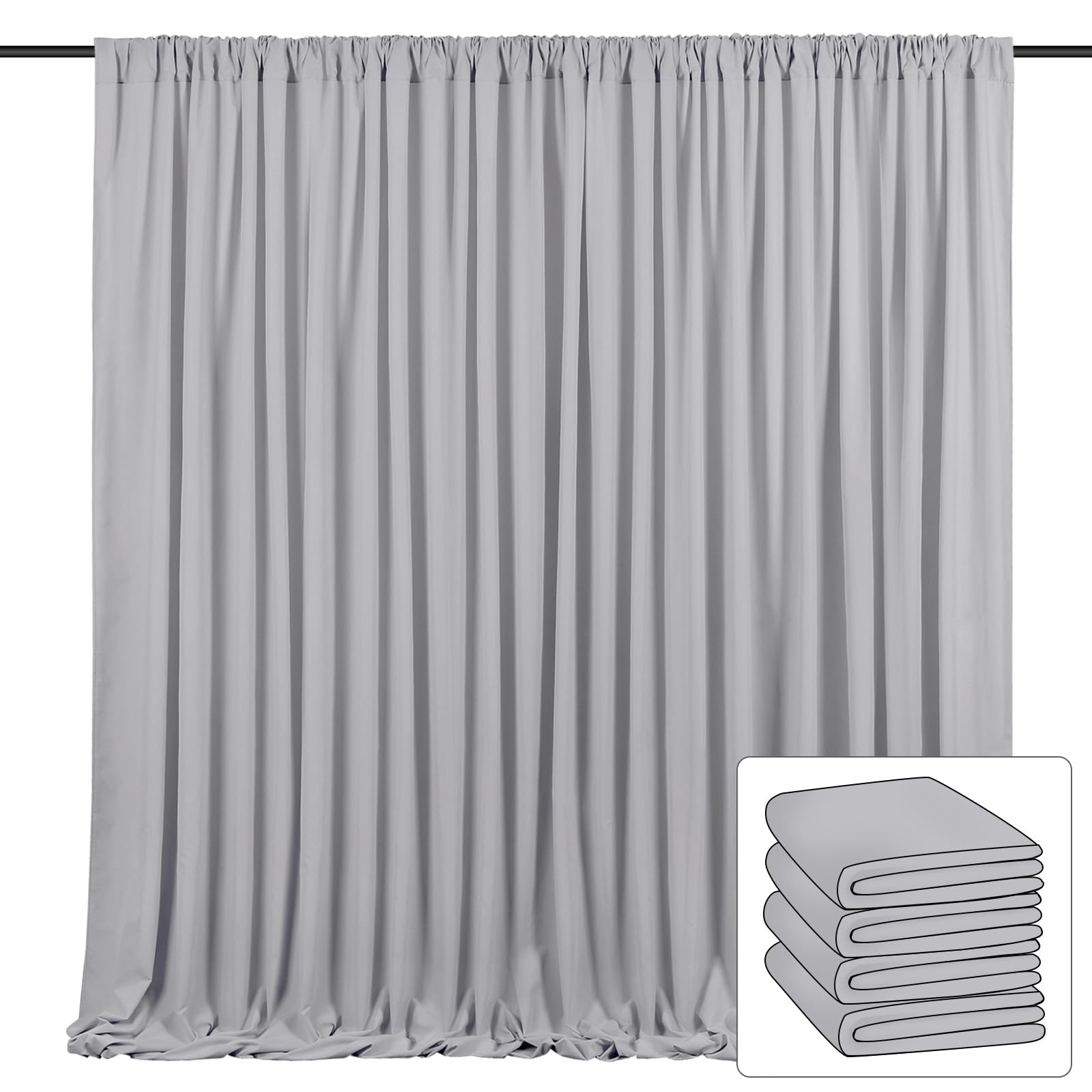 Gray Backdrop Curtain Polyester Decorations: 4 Panels 5ft x 8ft Halloween Polyester Fabric Backgrounds for Wedding Photography Decor