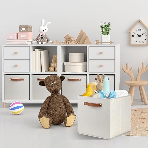 Miniatura 3 de LOVSTORAGE Contenedores de almacenamiento grandes de 11 x 11 pulgadas, paquete de 6 cubos de almacenamiento plegables con asas para organizar, caja