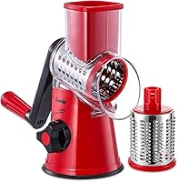 Vista 24 de Geedel Rallador rotativo de queso, cortador de verduras de mandolina de cocina con 3 cuchillas intercambiables, fácil de limpiar, rallador giratorio