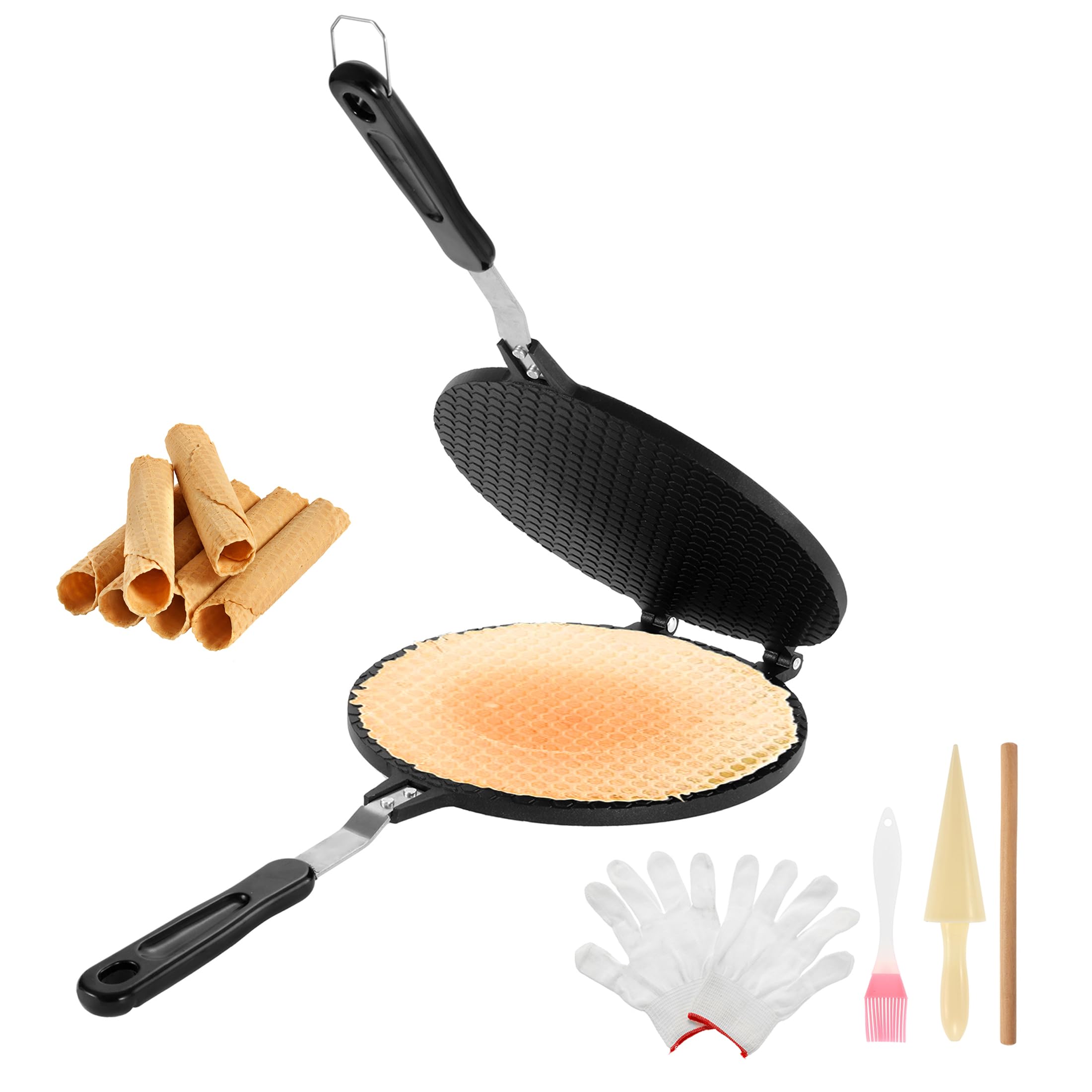 Dyna-Living Waffle Cone Maker Non-stick Ice Cream Cone Maker 8.66 inches Ice Cream Waffle Cone Maker Aluminum Egg Roll Mold Waffle Bowl Machine for Making Crispy Egg Rolls