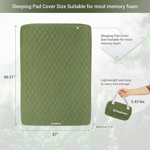 Miniatura 2 de KingCamp Funda de colchón de campamento para exteriores, funda para colchoneta para dormir, cálida y suave, antideslizante, adecuada para la mayoría