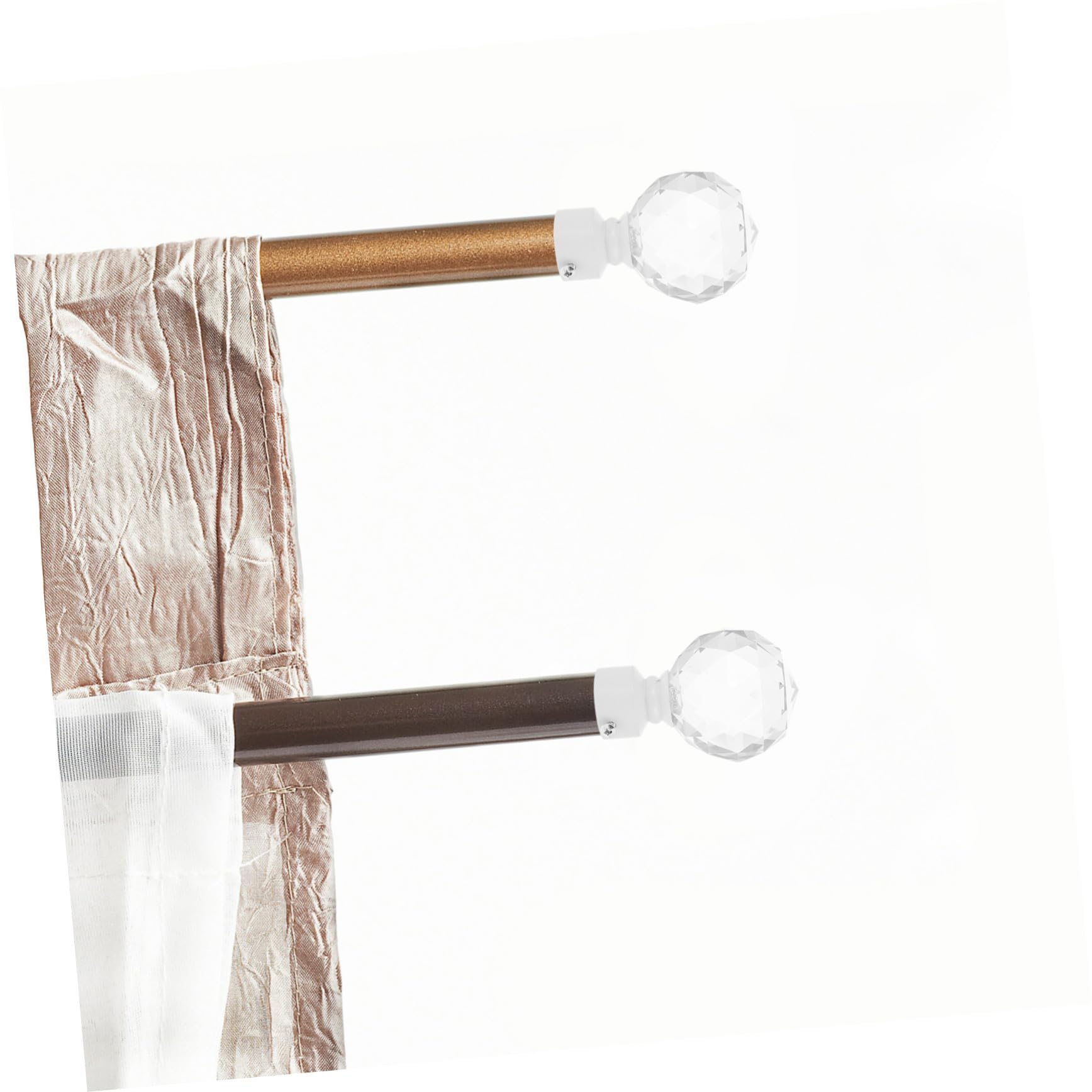 Alipis Embouts de Barre à Rideaux Décoration Élégante pour Salon et Maison Accessoires pour Tringle à Rideaux 2pcs en Fer et Cristal Blanc sans Perçage