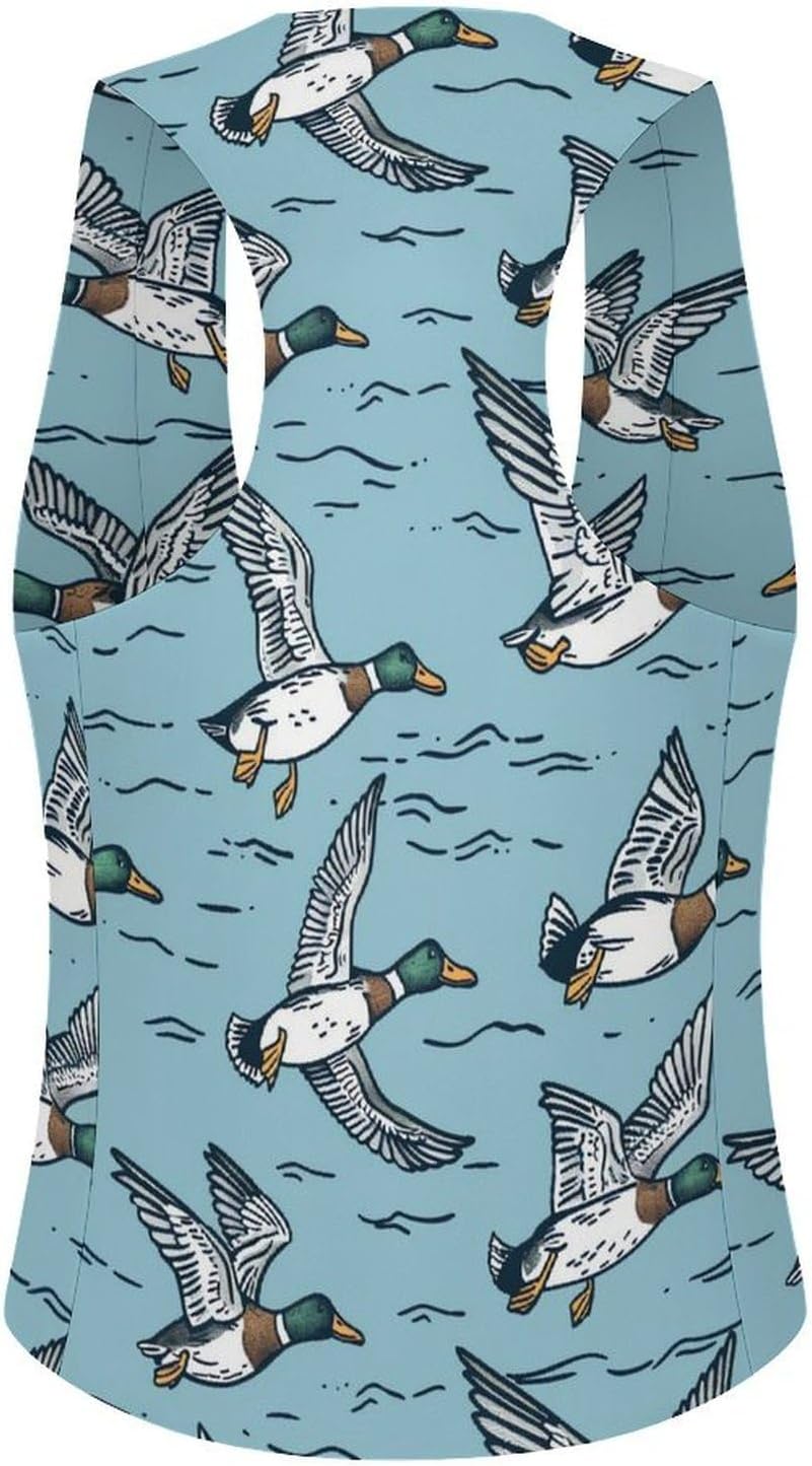 Flying Mallard Ducks Women's Tuxedo Waistcoat Suit Vest | 3 Button V-Neck Slim Fit Casual Sleeveless Top