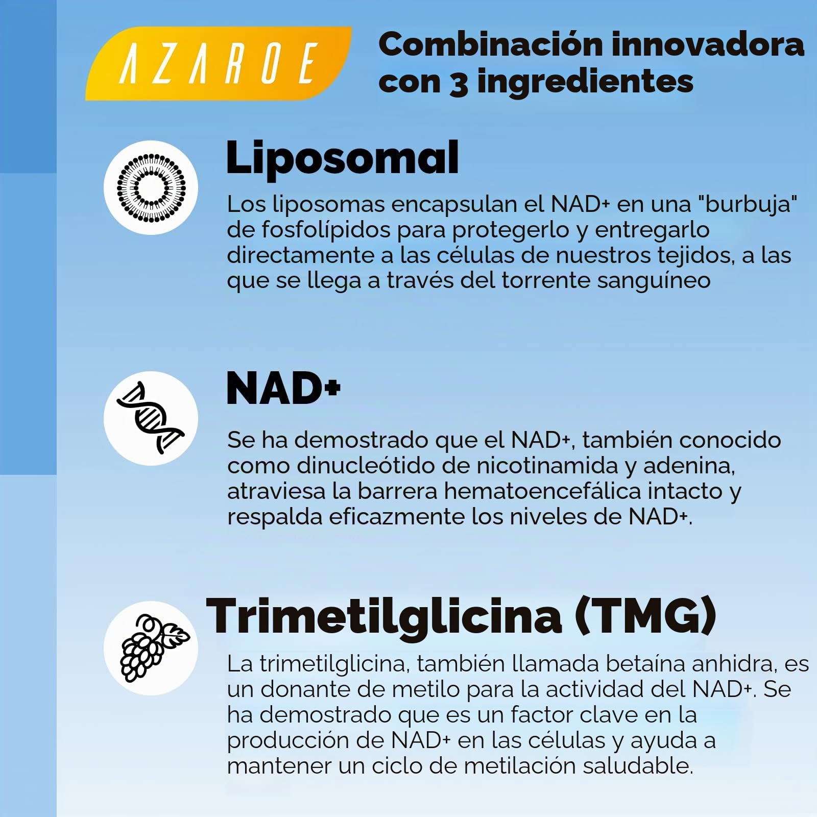 Liposomales NAD+ Cápsulas Blandas 500 mg con TMG de 250 mg, más Eficientes que el Ribósido de Nicotinamida, Respaldan la Energía Celular y el Envejecimiento Saludable