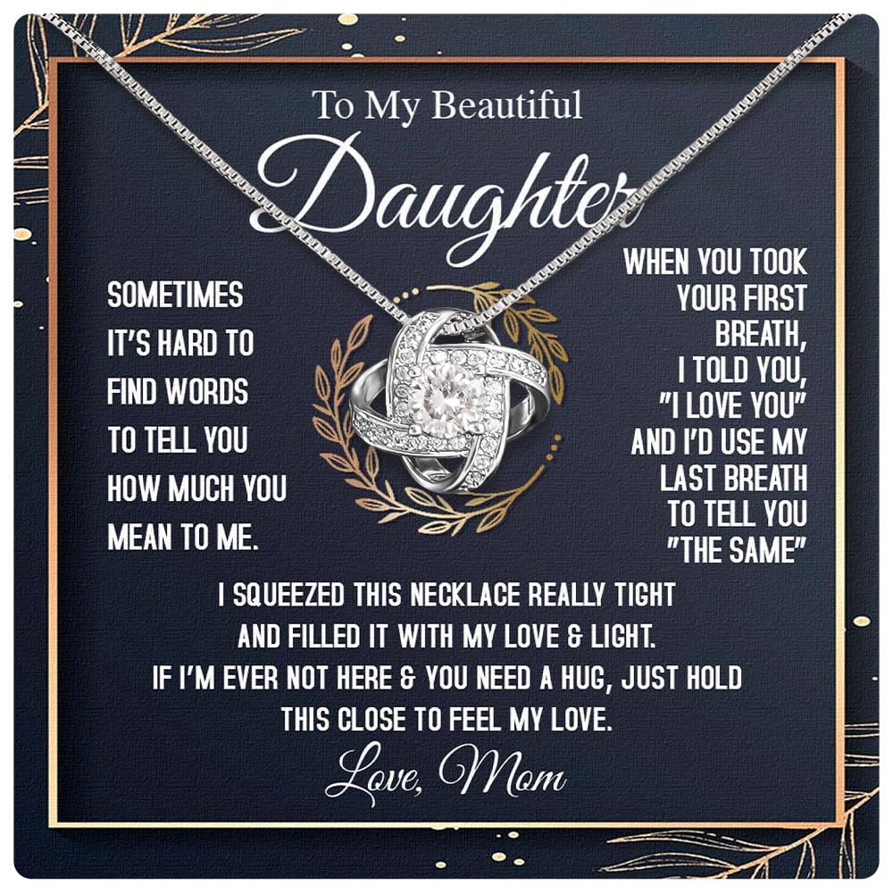 To My Daughter Necklace – Meaningful Valentine’s Day Gift from Parents with Heartfelt Message Card & Elegant Box