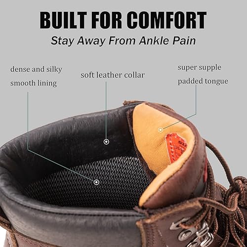 Miniatura 3 de SUREWAY Botas de trabajo para hombre de 6 pulgadas de acero resistente, compuestopunta suave, extremadamente cómodas, duraderas, probadas,