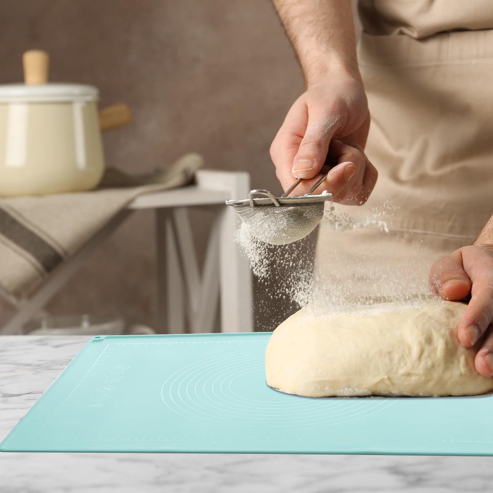 uxcell Tapis de pâtisserie en silicone, 80 x 60 cm, tapis de cuisson en silicone avec mesures, tapis à rouler pour pâte à pâtisserie, biscuits, pain, pizza, rose