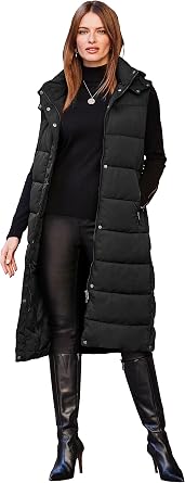 Women's Winter Puffer Quilted Long Vest Thicken Warm Down Sleeveless Jackets Coat