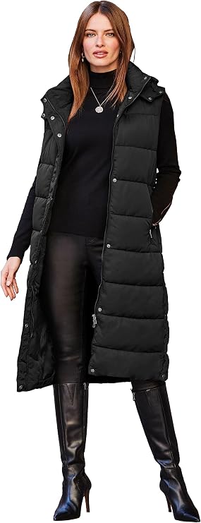 Women's Winter Puffer Quilted Long Vest Thicken Warm Down Sleeveless Jackets Coat