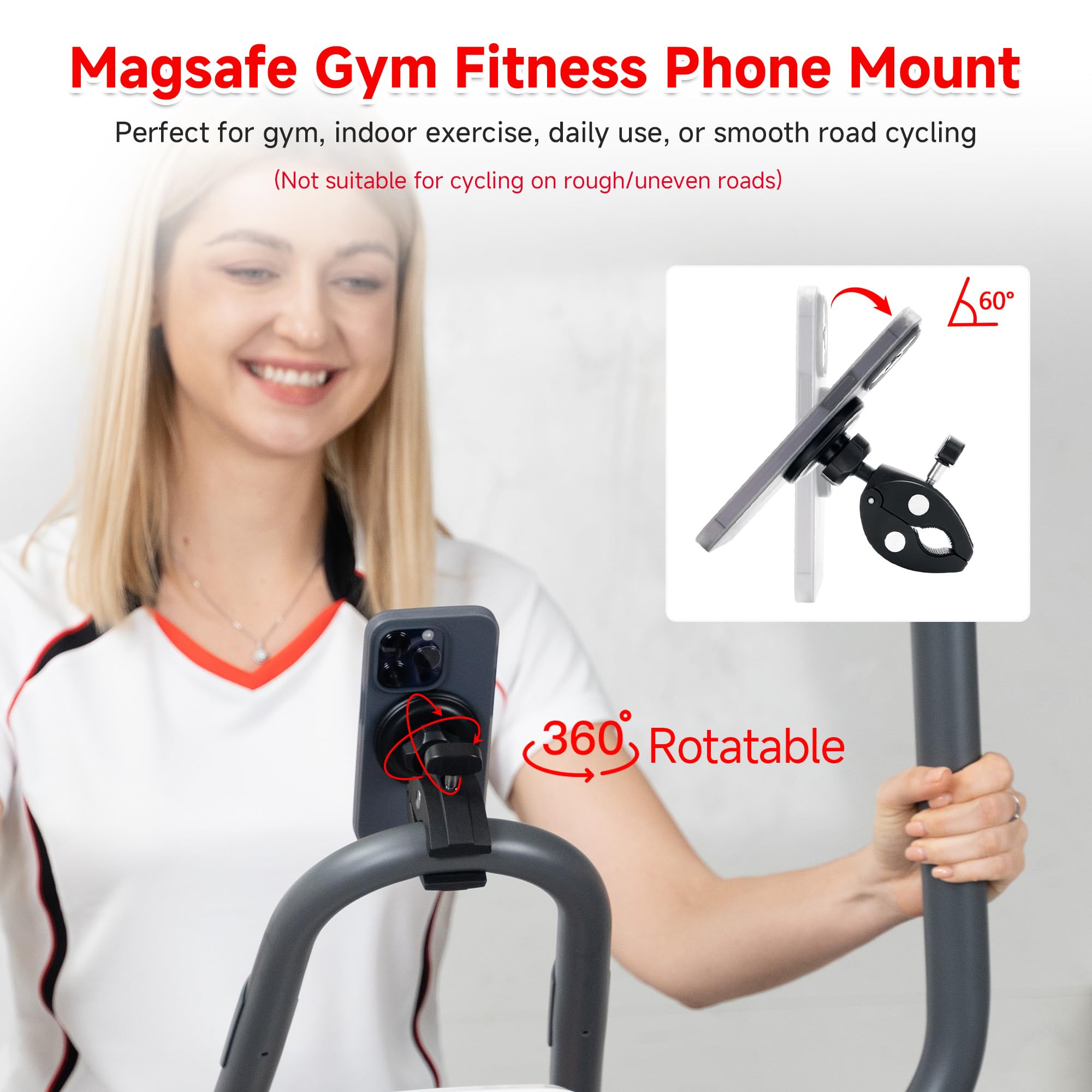 PROfezzion Mag-Safe Handyhalterung Metall, Handy Halterung für Fahrrad Lenker, Laufband, Treadmill, Fitnessstudio, Kinderwagen, Rennrad, Fahrradlenker für iPhone 17 16 15 14 13 Pro Max & alle Handys