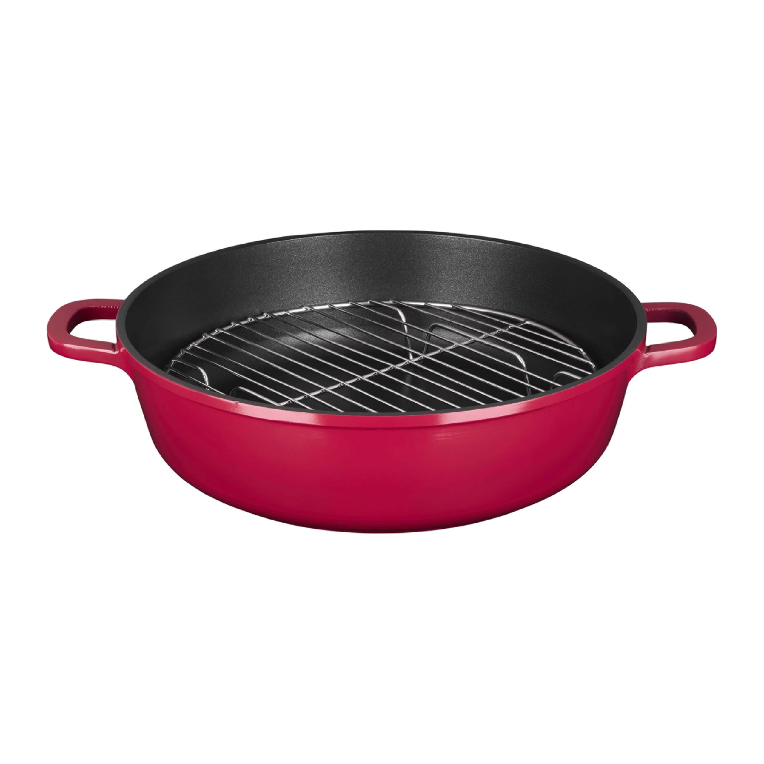 Sitram 716946 Padella Ø28 cm Tutto in 1 Ghisa Alluminio = 1 casseruola per sostituire padella, casseruola, padella + coperchio con gommini, cestello vapore, griglia per arrosto, spatola - compatibile