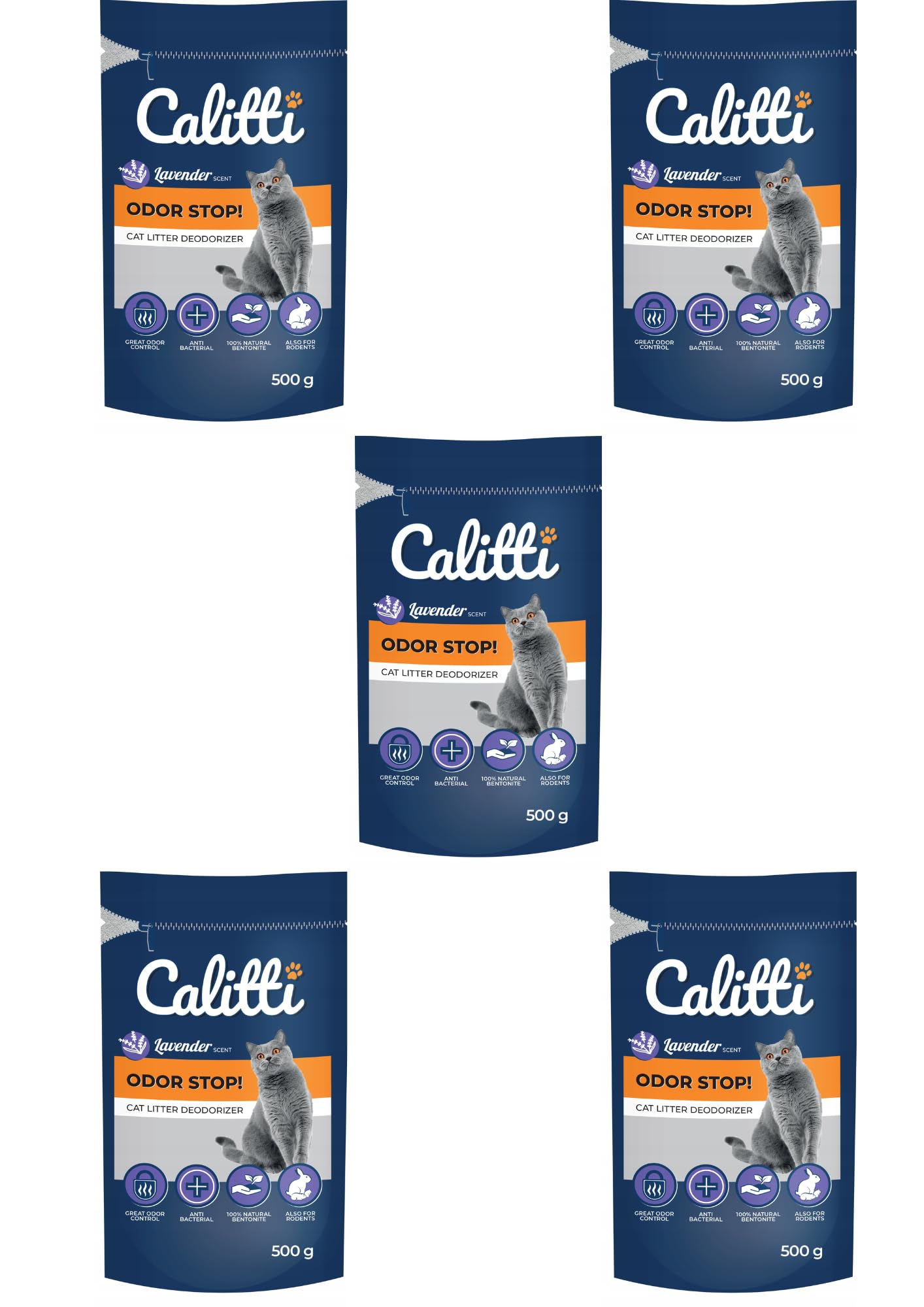 Calitti Neutralizator zapachów Odor Stop do kuwety 500g x 5