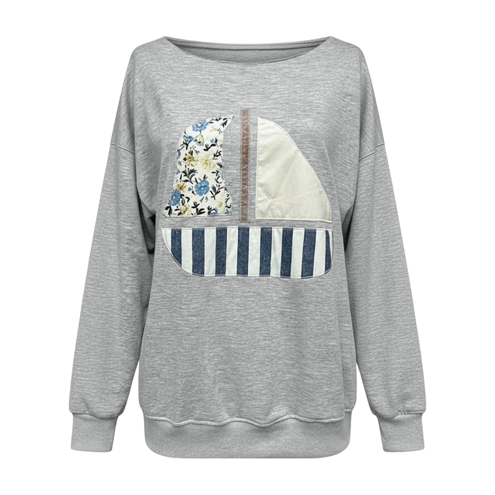 Sudadera Mujer Sin Capucha，Sudadera Patchwork Femenina de Cuello Prenda Ligera versátil para Estilo Casual Diario con Felpa acogedora