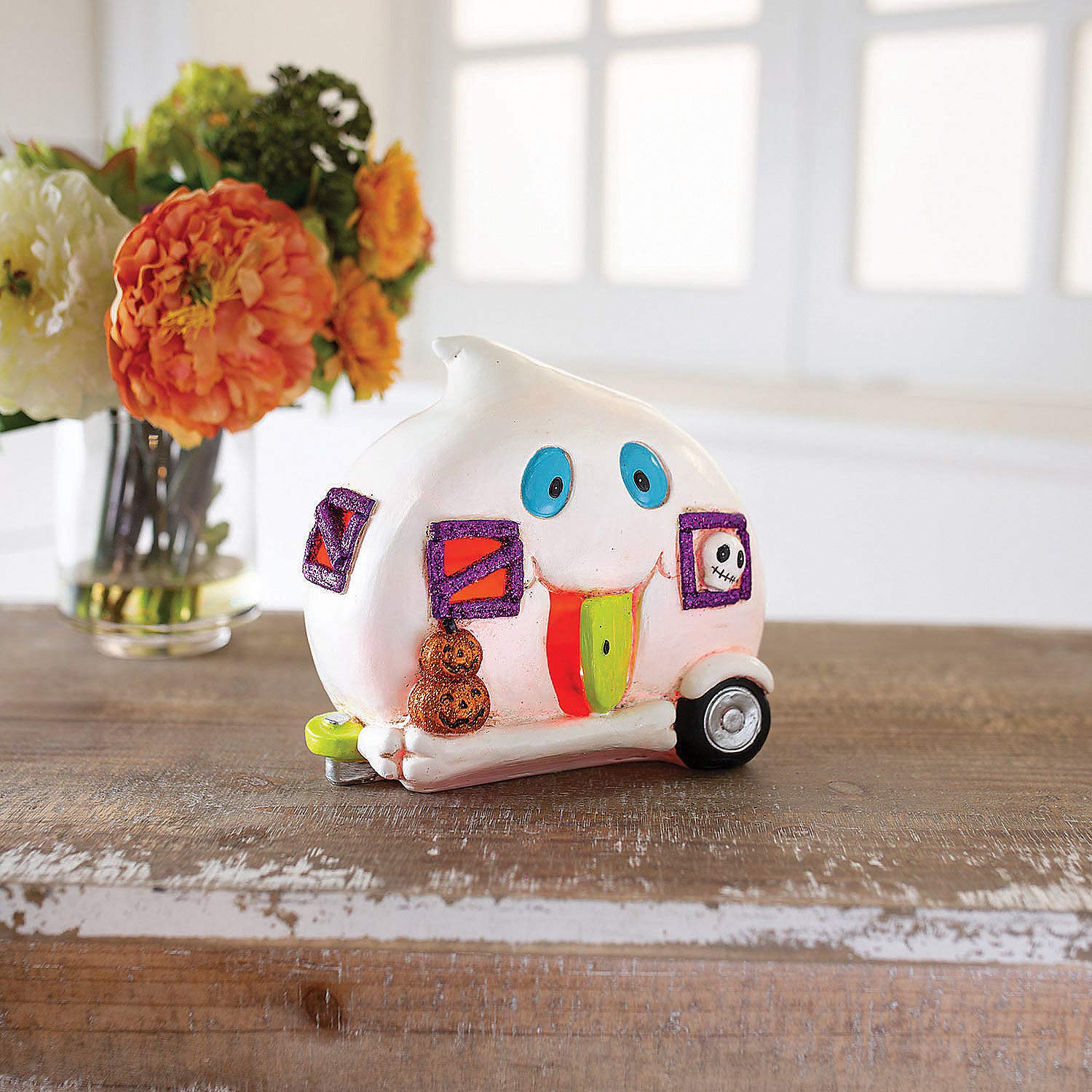 Light-Up Ghost Camper Tabletop Decoration - Home Decor - 1 Piece
